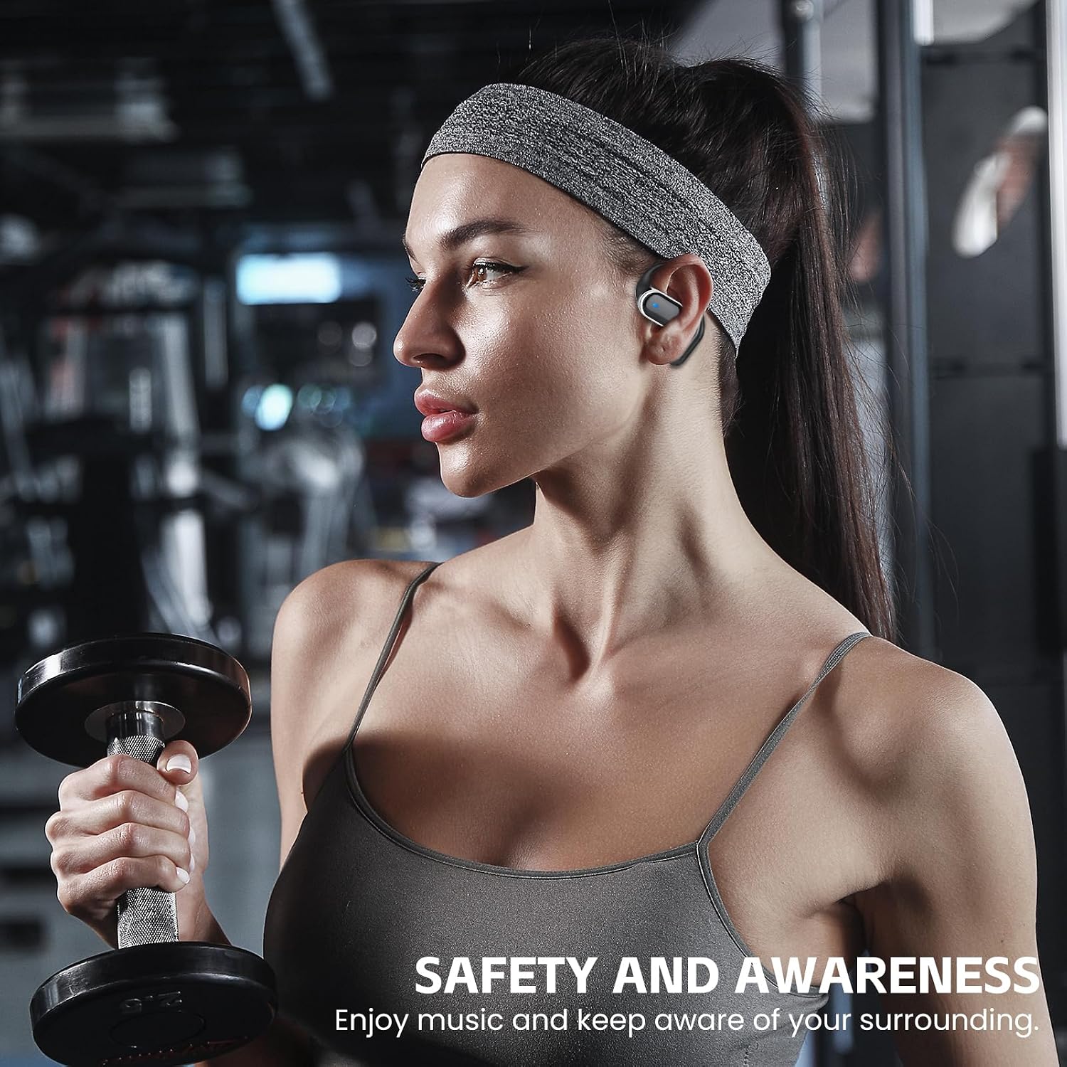 Open Ear Wireless Earbuds Bluetooth Headphones, 80H Playtime Stereo Ear Buds with ENC Noise Cancelling, Fast Charging, IPX7 Waterproof Sports Earphones with Earhook for Running/Workouts (Black) - Image 6