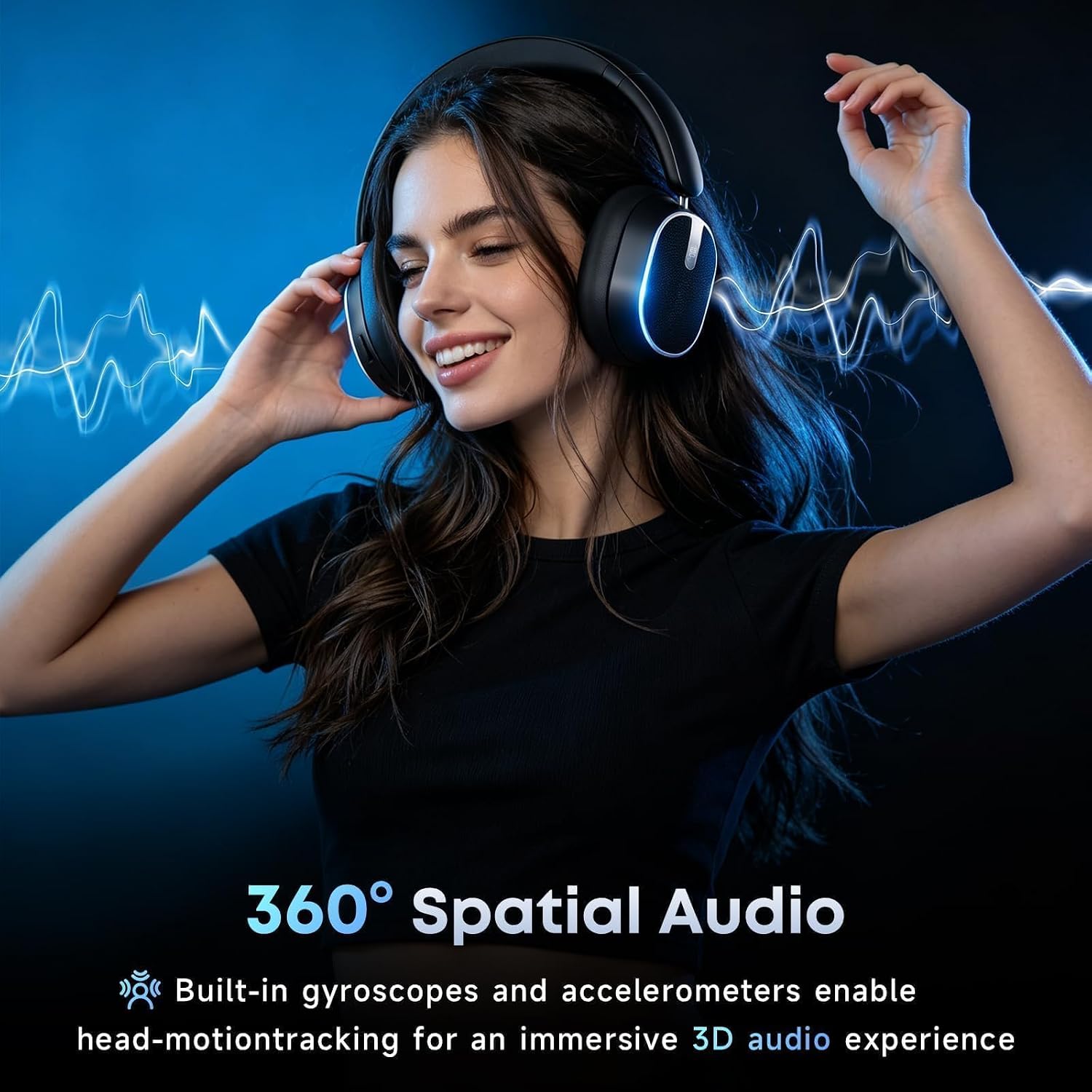 Hybrid Active Noise Cancelling Headphones 120H Playtime 6 ENC Clear Call Mic, Over Ear Headphones Wireless with Hi-Res Audio Comfort Earcup Low Latency ANC Bluetooth 6.0 Headphones for Travel Workout - Image 5