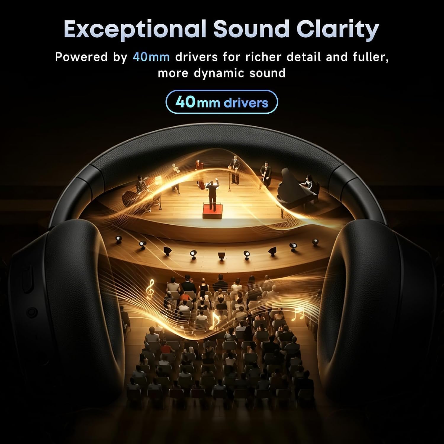 Hybrid Active Noise Cancelling Headphones 120H Playtime 6 ENC Clear Call Mic, Over Ear Headphones Wireless with Hi-Res Audio Comfort Earcup Low Latency ANC Bluetooth 6.0 Headphones for Travel Workout - Image 6