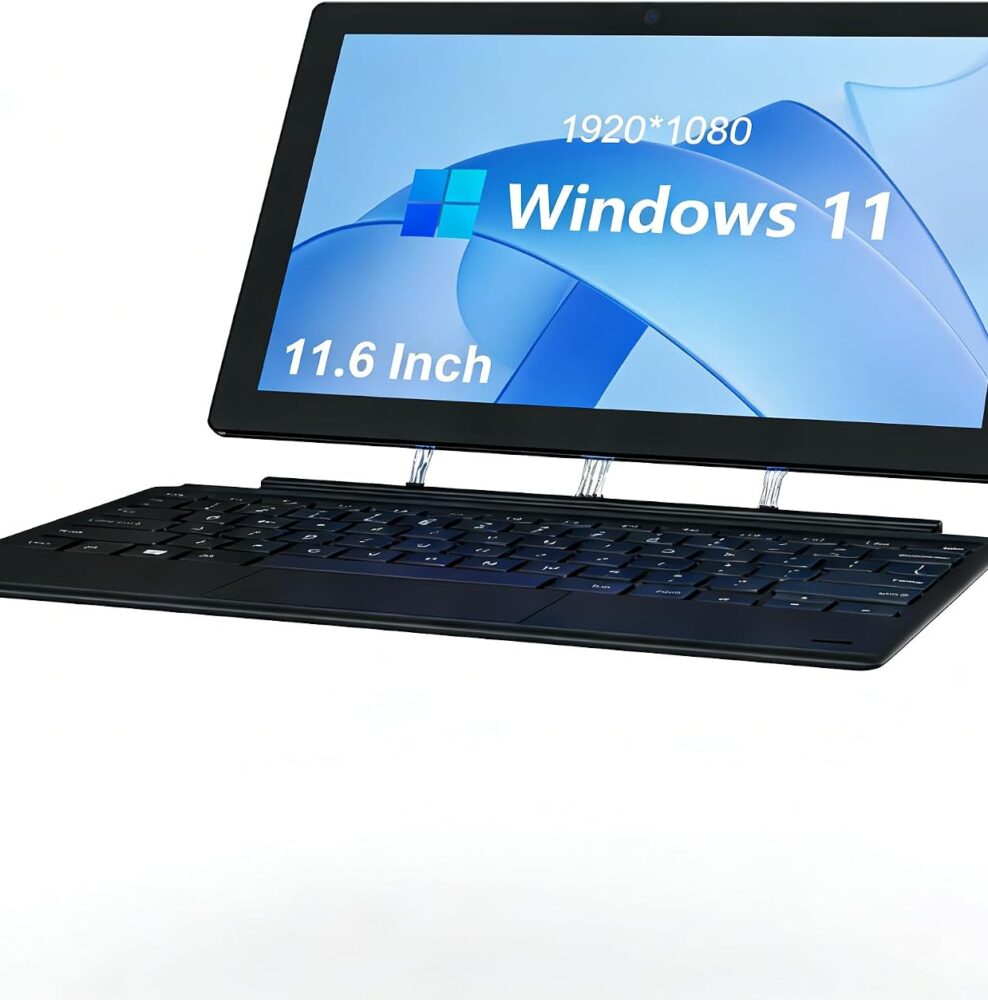 11.6 in Windows Tablet with Keyboard, Win 11 Home Touchscreen Tablets, 8GB DDR4 256GB SSD, 2.7GHz/WiFi/BT/HDMI USB3.0 Output, Dual Camera, SD Card Slot