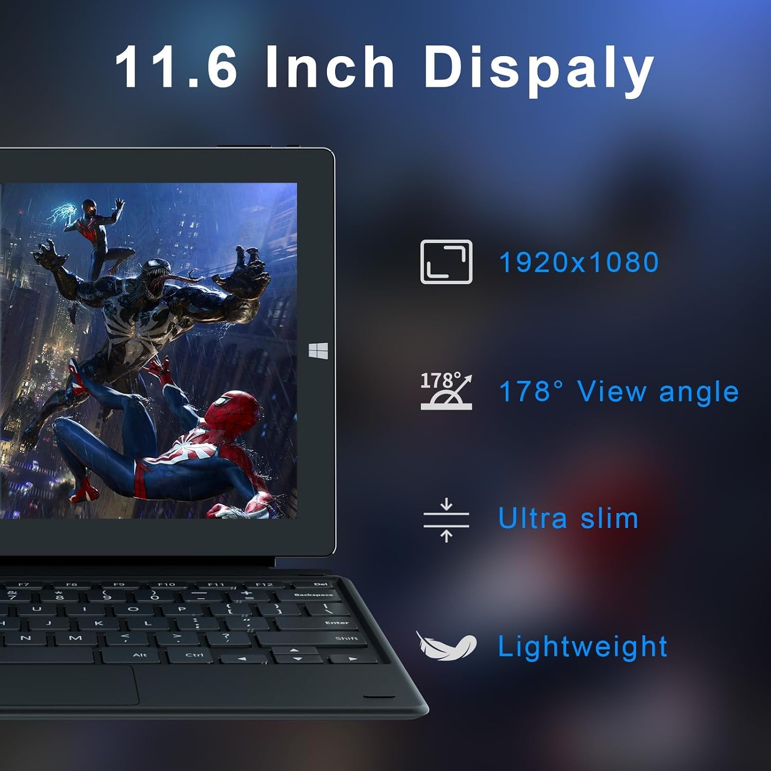 11.6 in Windows Tablet with Keyboard, Win 11 Home Touchscreen Tablets, 8GB DDR4 256GB SSD, 2.7GHz/WiFi/BT/HDMI USB3.0 Output, Dual Camera, SD Card Slot - Image 4